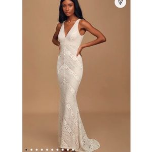NWT - Alianna White Lace Mermaid Maxi Dress